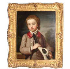 Irish portrait of a boy and dog