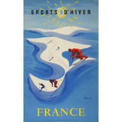 Original 1950''s Ski-Plakat von Villemot
