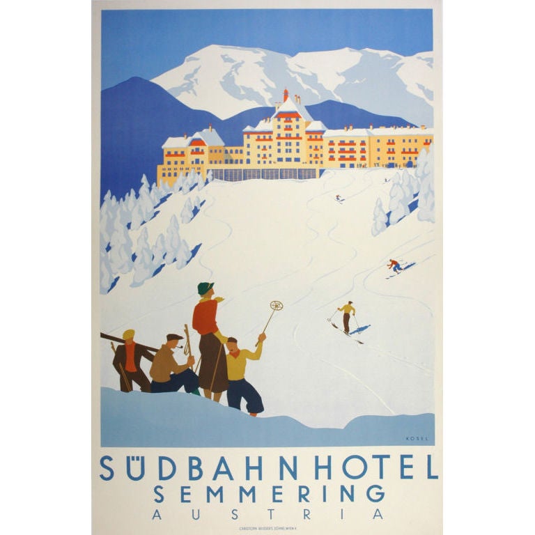 Original 1930's ski poster