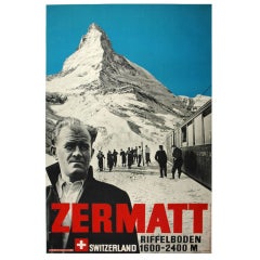 Vintage Original Photmontage Ski Poster featuring the Matterhorn