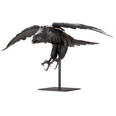 A Continental Iron Sculpture of a Raptor