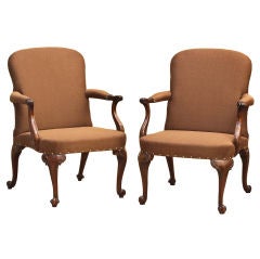 Pair of Mahogany Open Arm Chairs