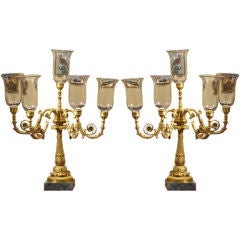 A Pair of Gilt Bronze Candelabra