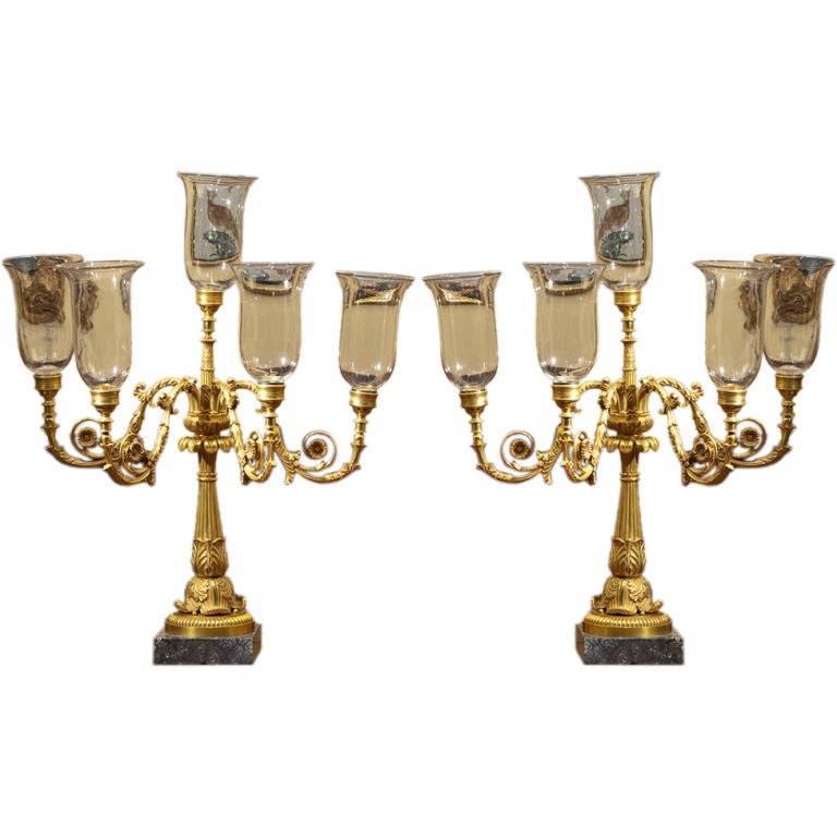 A Pair of Gilt Bronze Candelabra For Sale