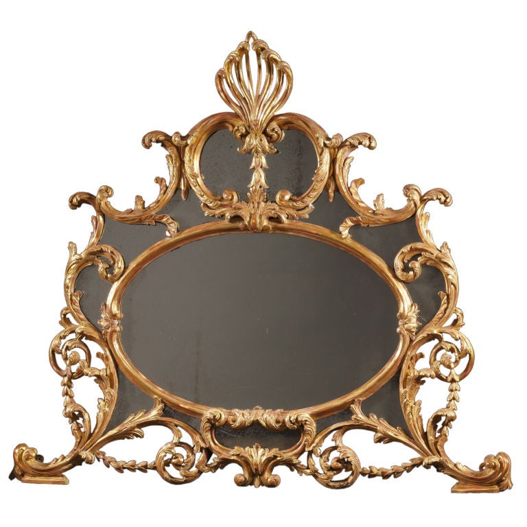 Chippendale Carved Overmantle Mirror