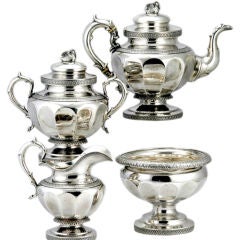 Vintage Bogert Coin Silver Coffee / Tea Pot Set 4 Pieces 1860