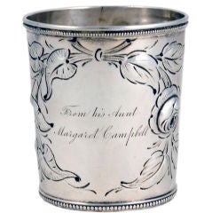 JULEP CUP GORHAM COIN SILVER REPOUSSE FLORAL ENGRAVED
