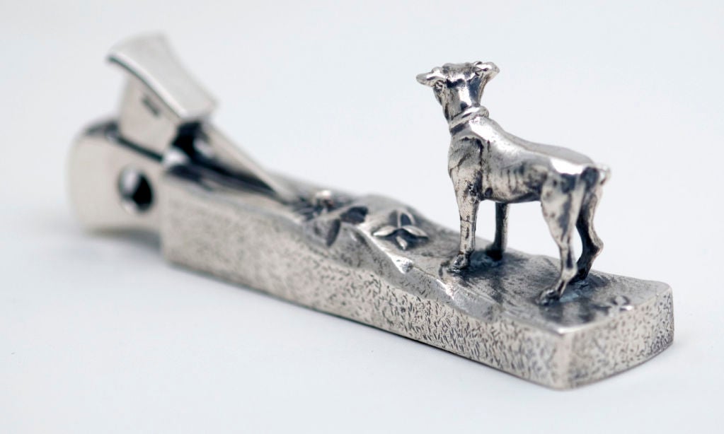 Aesthetic Cigar Cutter 3-d Dog Leafs Beetle Silverplate