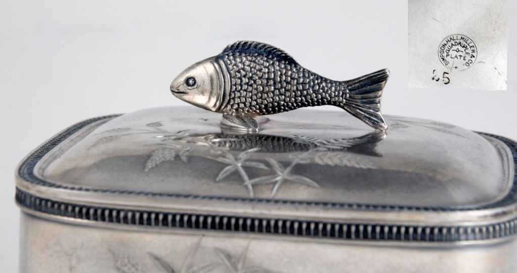 Silverplate Simpson Hall Aesthetic Fish Motif Box/Cover