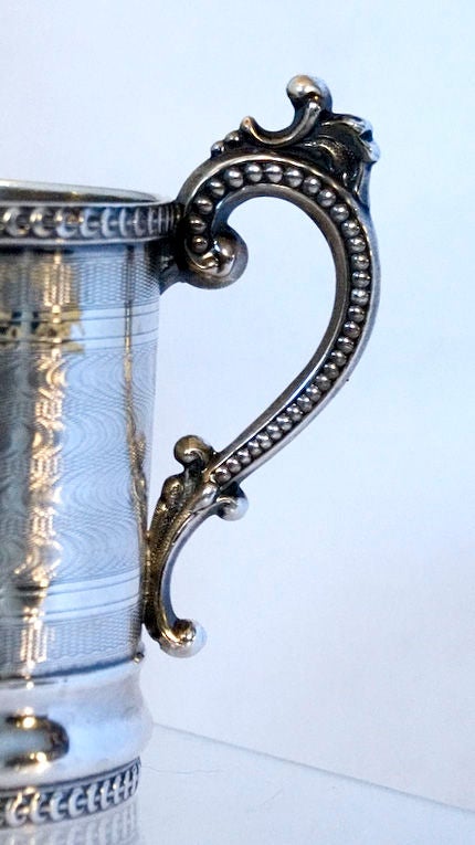 19th Century Wilson Coin Silver Cup Engine Turning Rococo Revival For Sale