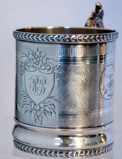 Antique Wilson Coin Silver Cup Engine Turning Rococo Revival