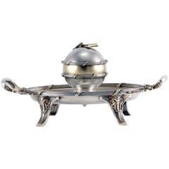 Used Rare Aesthetic Inkwell Gorham Sterling Silver 1873 Gilt