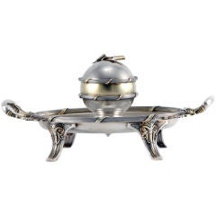 Rare Aesthetic Inkwell Gorham Sterling Silver 1873 Gilt