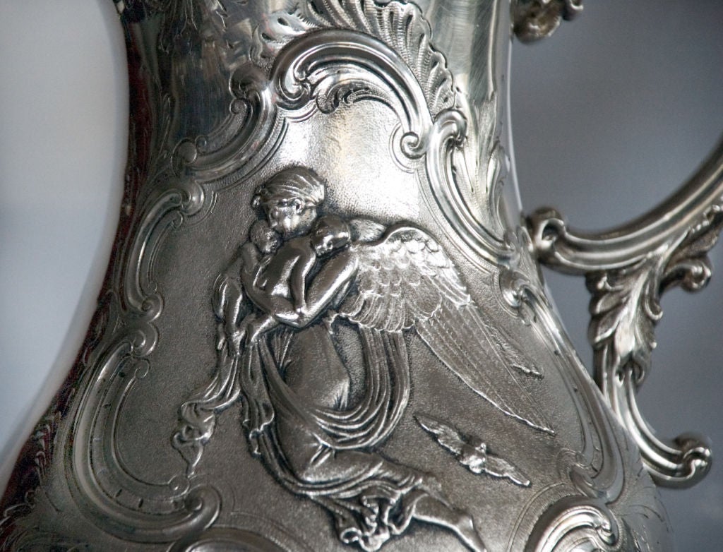 American SUBLIME 1880 HATTING MEYER WARNE SILVERPLATE PITCHER For Sale