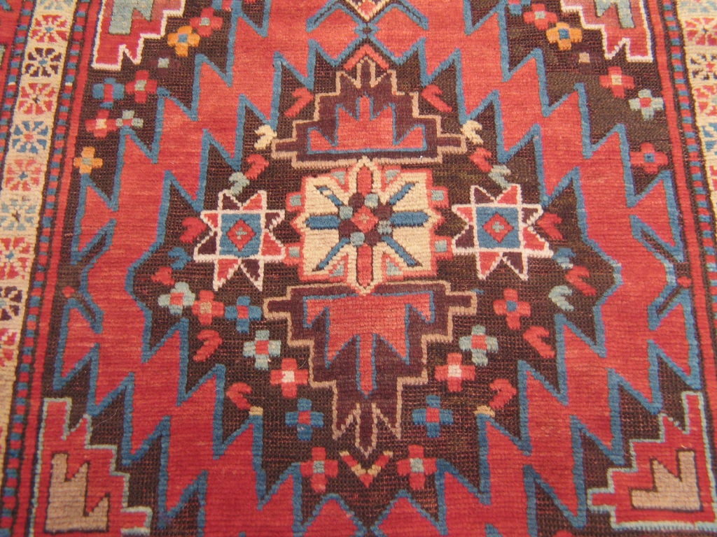 Antique Karabagh Runner Rug In Good Condition For Sale In New York, NY