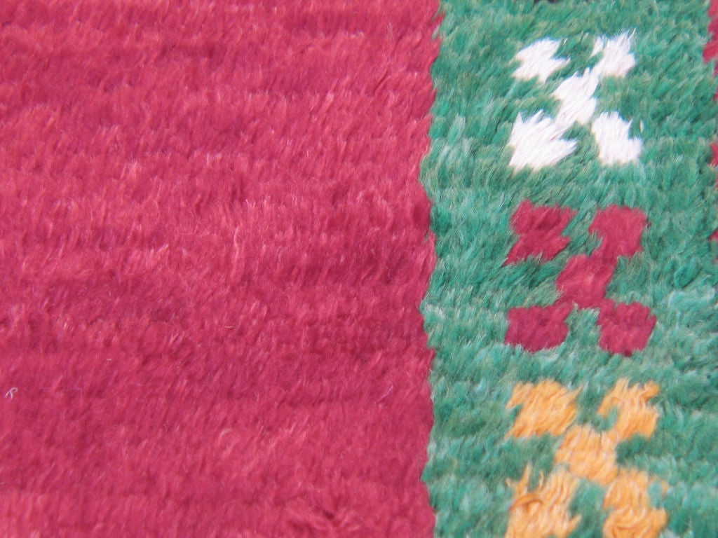 Wool Red Tulu Rug with Green Border