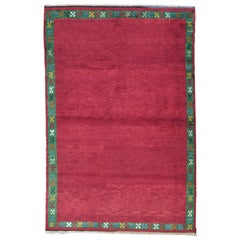 Red Tulu Rug with Green Border