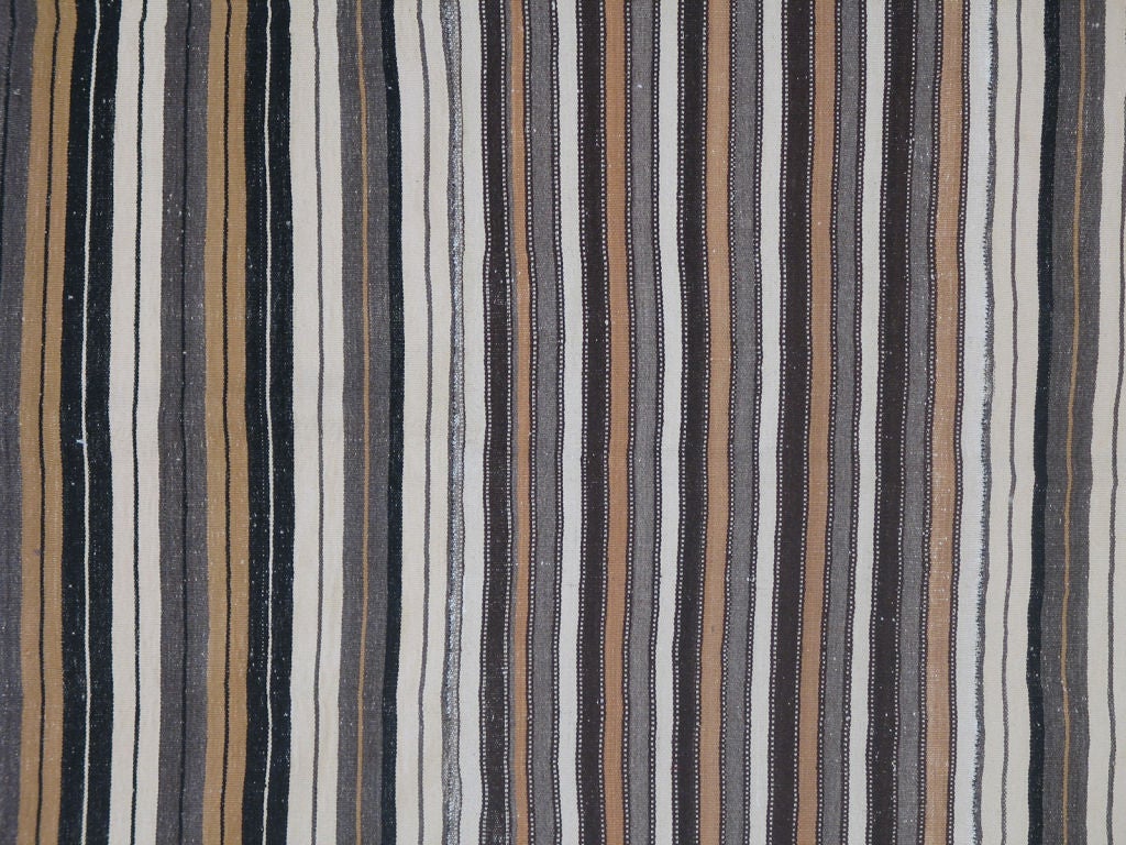 Hand-Woven Large Banded Kilim Rug