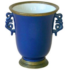 French Samson Porcelain Powder Blue Cup with Bronze Mounts