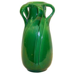 Awaji Pottery Art Nouveau Five Handle Vase