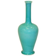 Awaji Pottery Vase in Light Turquoise Glaze