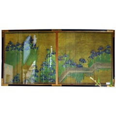 Museum Print of 17th Century Japanese Screen with Irises