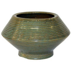 Vintage Norwalk, Connecticut  Ridged Art Pottery Vase