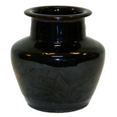 Antique Japanese Jet Black Vase