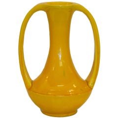 Large Awaji Pottery Strap Handle Vase