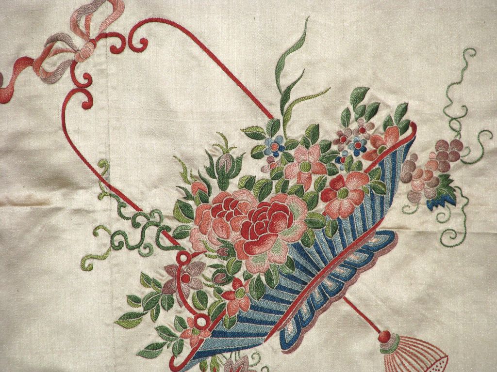 19th Century Embroidered Chinese Bed Cover For Sale