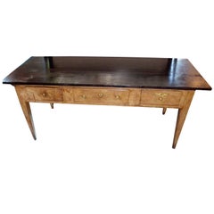 Antique Three-Drawer Library Table with Painted Top