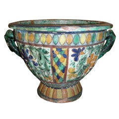 Italian Majolica Urn with Handles