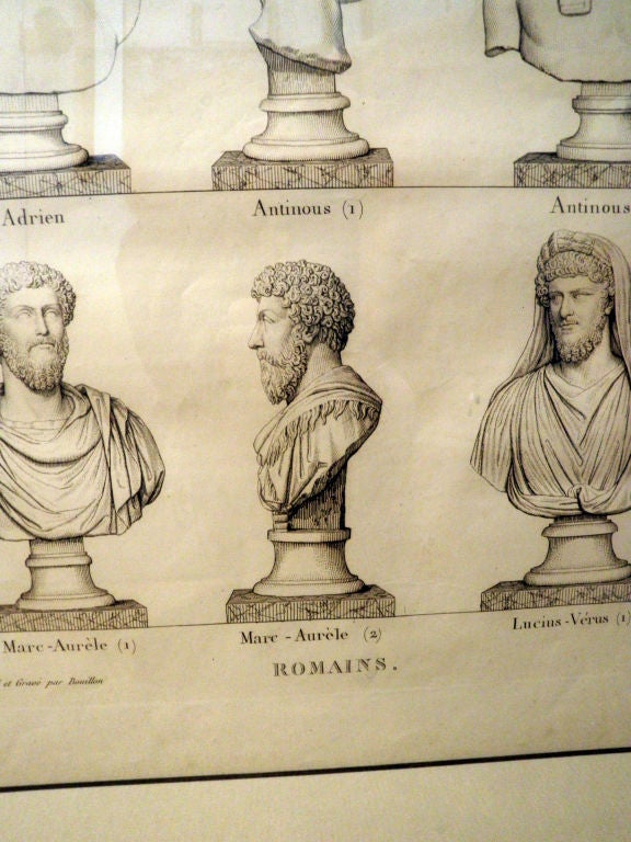 18th Century Engravings of Busts; matted and framed.<br />
Price is per Engraving. Two Available.