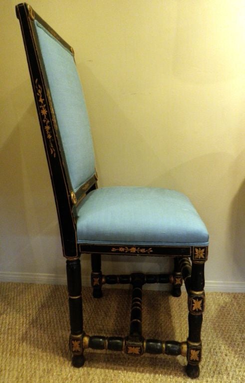 Wood 18th Century Swedish Chair Painted Black For Sale