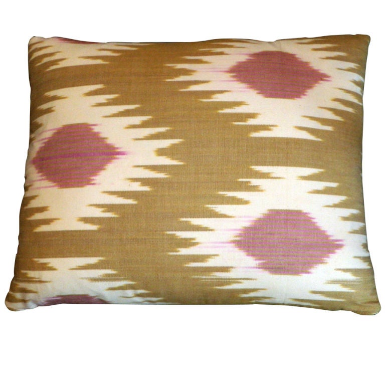 Tan/Pink Ikat Pillow