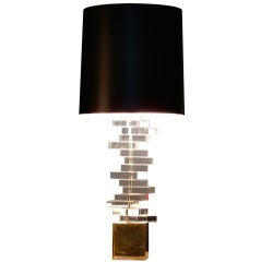 Beautiful Vintage Stacked Lucite Lamp on Brass Base