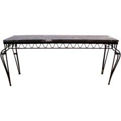 1940
s Iron and Marble Console in the Style of Raymond Subes