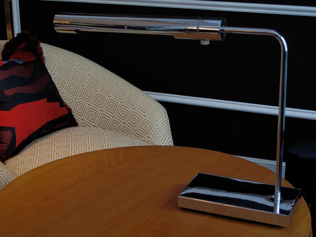 1970's Chrome Desk Lamp with Tubular Shade