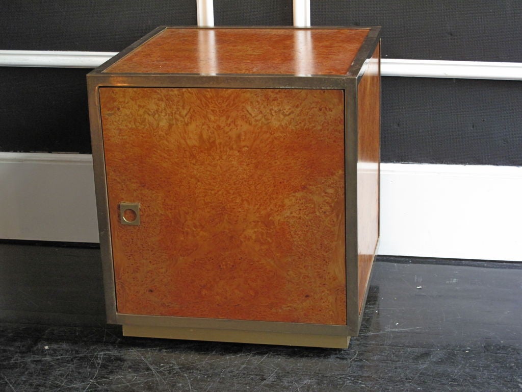 Pair of Burlwood Cube Side Table in the Manner of Jansen