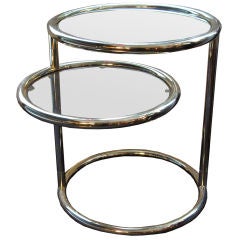 Mid-century Brass Swivel Side Table