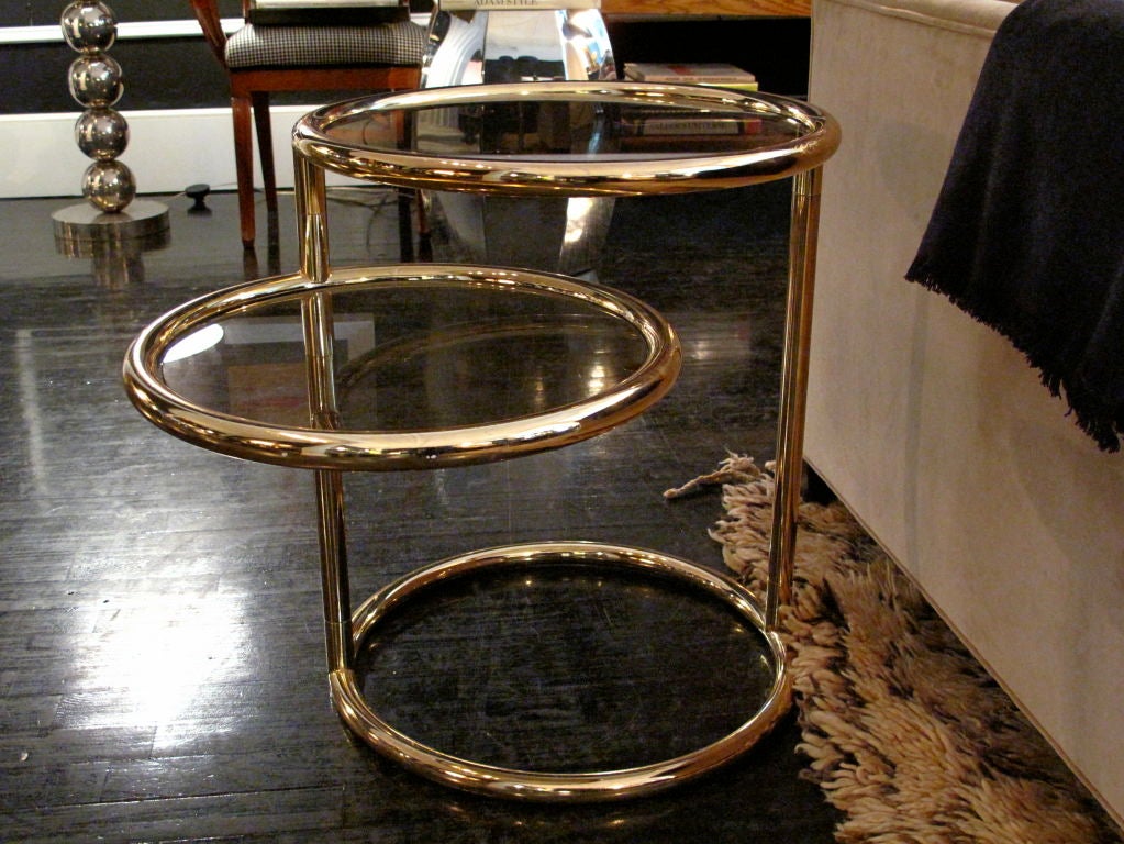 Mid-century Brass Swivel Side Table