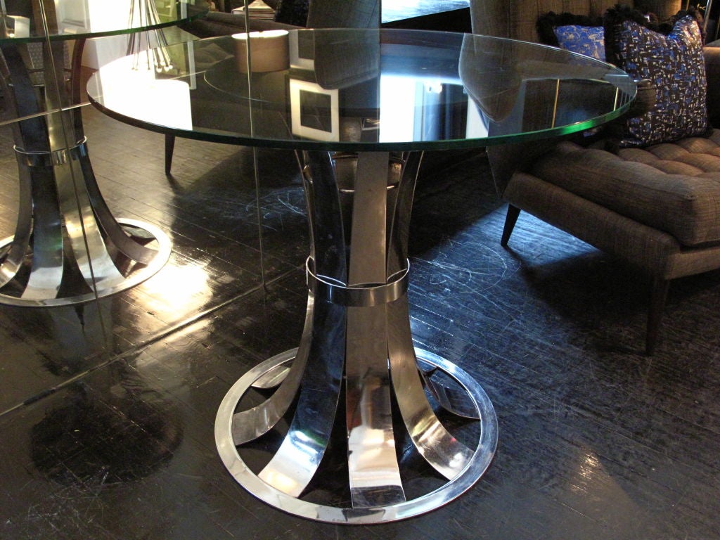 20th Century Chrome Pedestal Table in the style of Russell Woodard For Sale