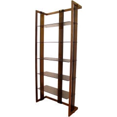 French '70s Brass and Smoke Lucite Etagere