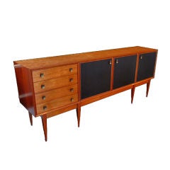 French Mid-Century Credenza with Brass Pulls