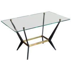 Ico Parisi Black Metal and Brass Side Table