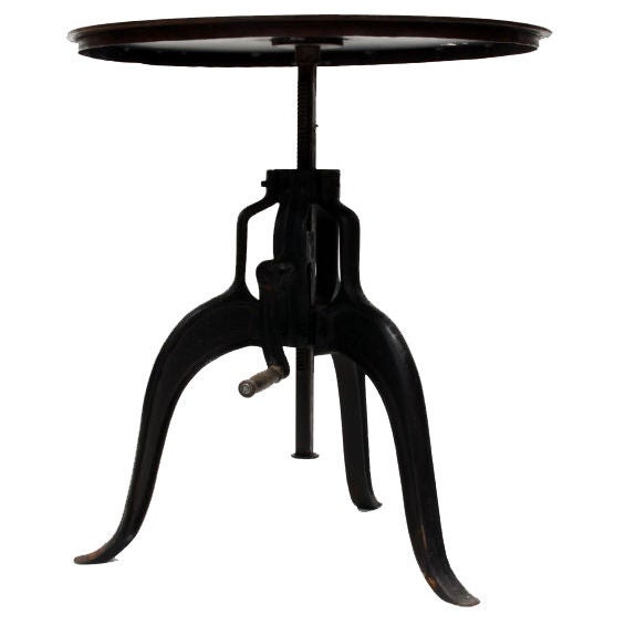 Industrial Crank Side Table at 1stDibs