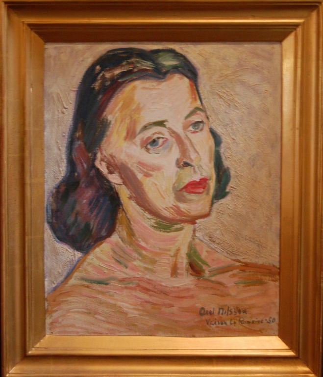 Swedish Portrait of Woman by Axel Nilsson dated 1950