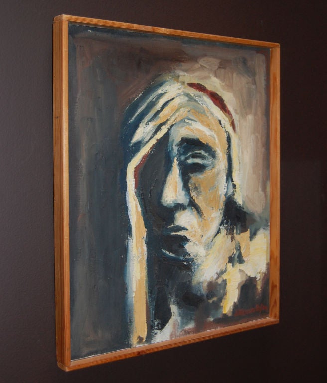 20th Century Swedish Mid-Century Abstract Portrait by Lillemor Bjork For Sale