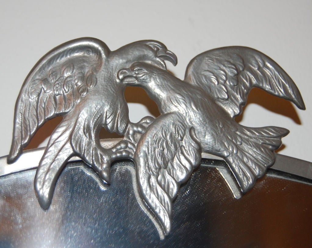 Vintage Swedish Pewter Eagle Mirror and Sconces by Svenskt Tenn In Good Condition For Sale In Atlanta, GA
