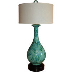 Mid-Century Modern Ceramic  Spatter-Glazed Vase Table Lamp